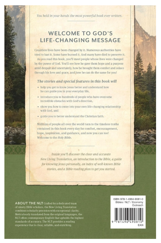 NLT Holy Bible – Economy Outreach Edition, Mountains, Softcover