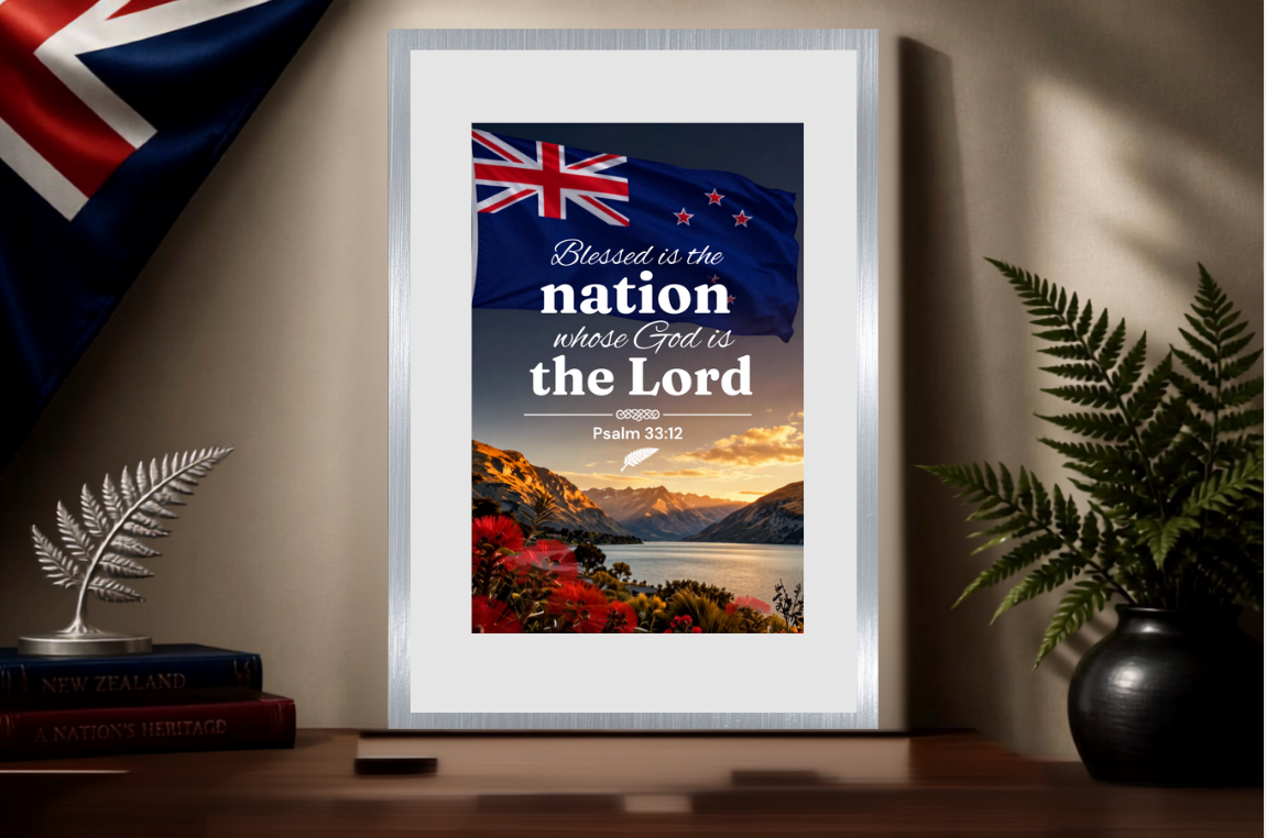 Faith & Aotearoa Collection – A4 Silver Poster Frame Print with border